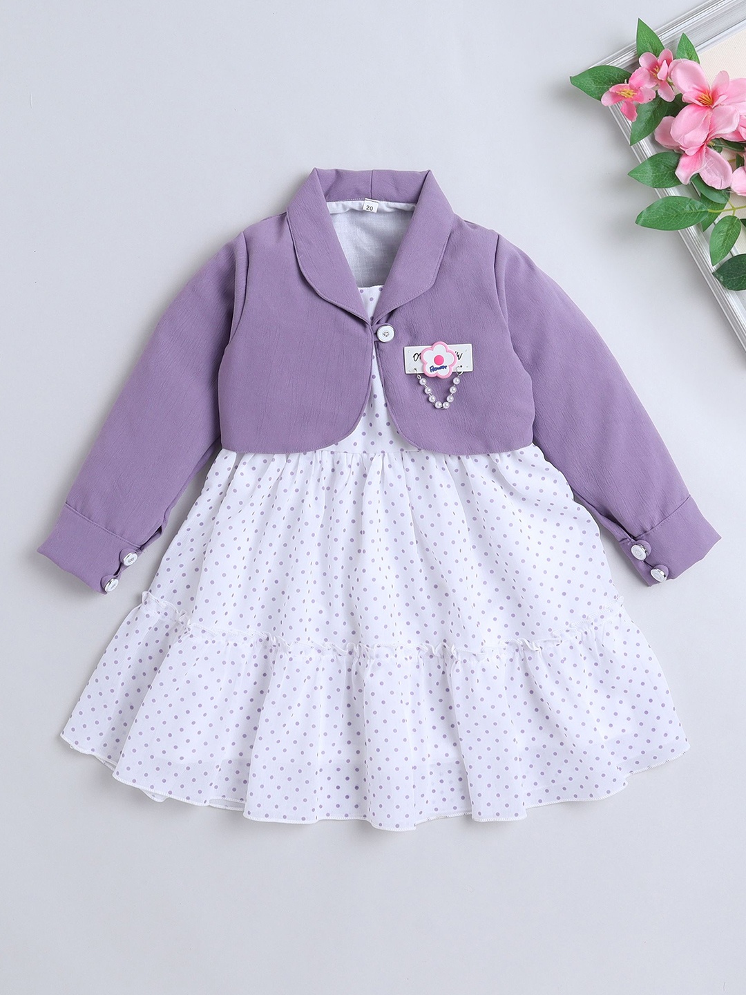 

The Magic Wand Girls Polka Dot Printed Fit & Flare Dress, Purple