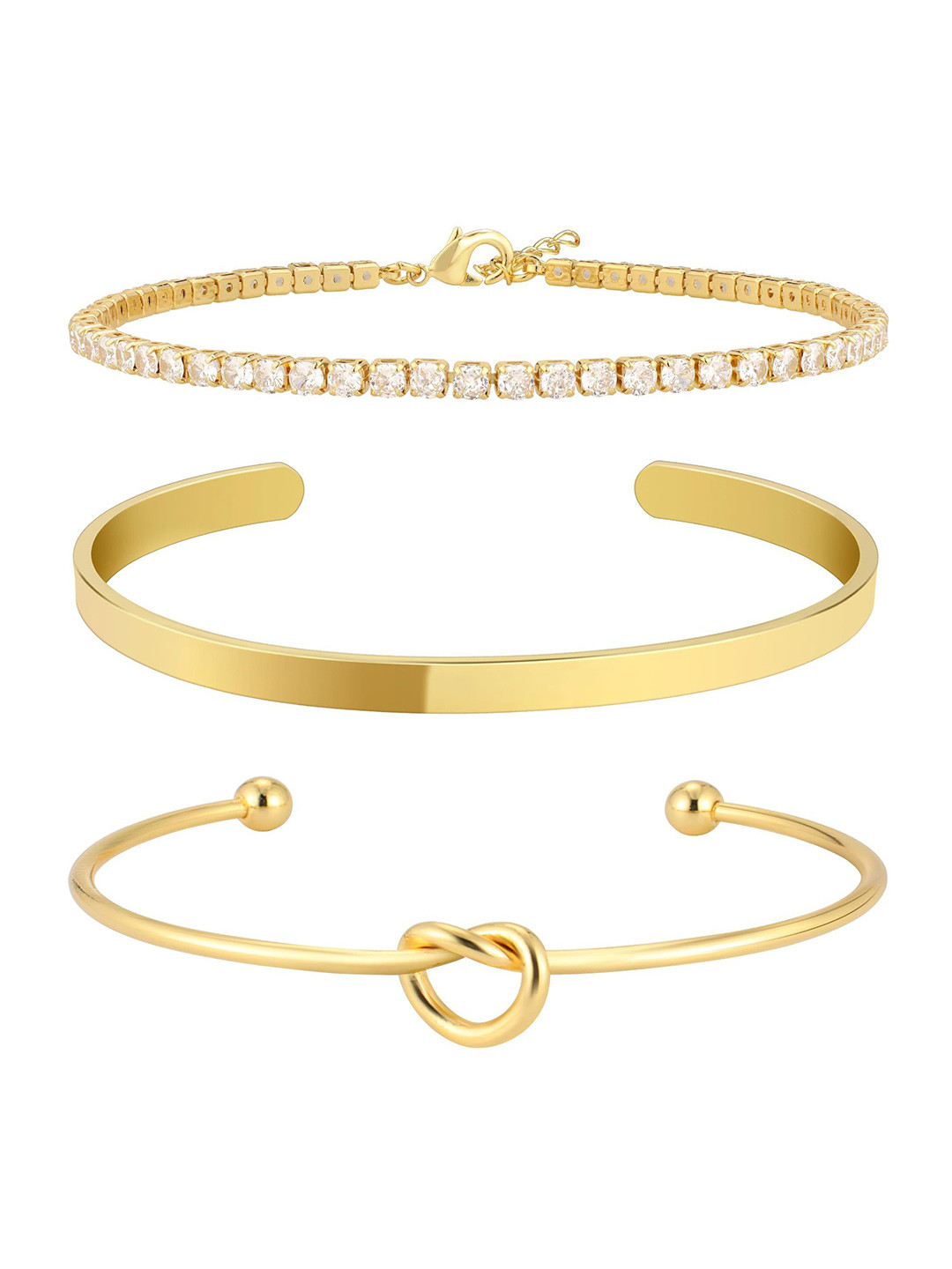 

StyleCast x Revolte Women 3 Cubic Zirconia Handcrafted Gold-Plated Cuff Bracelet