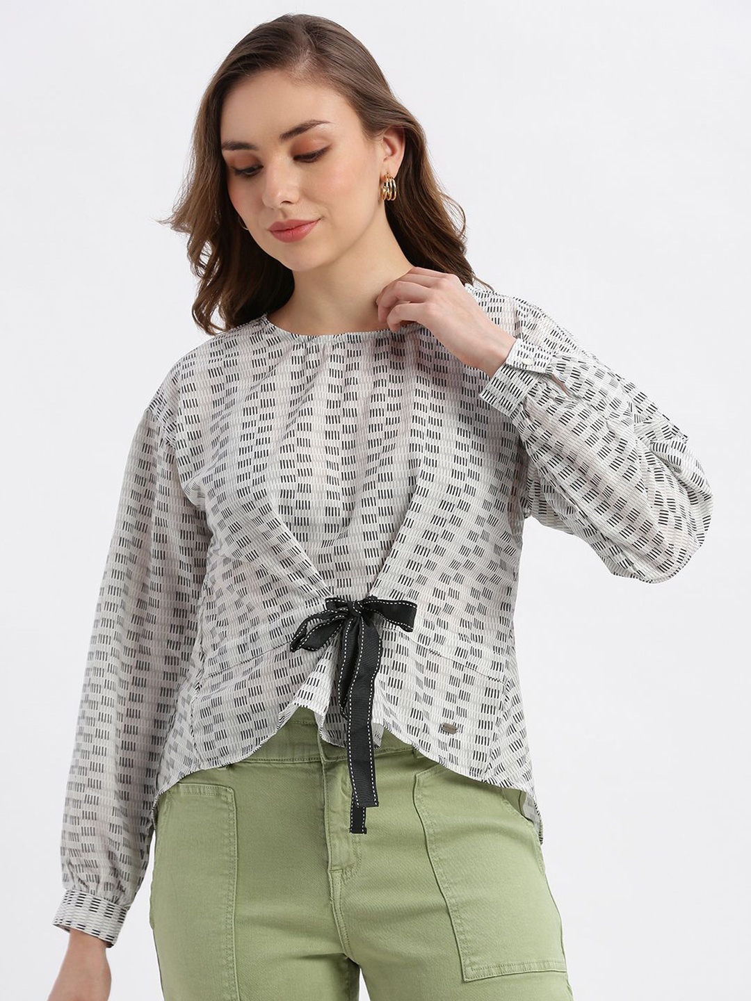 

Grit and Flair Print Top, White
