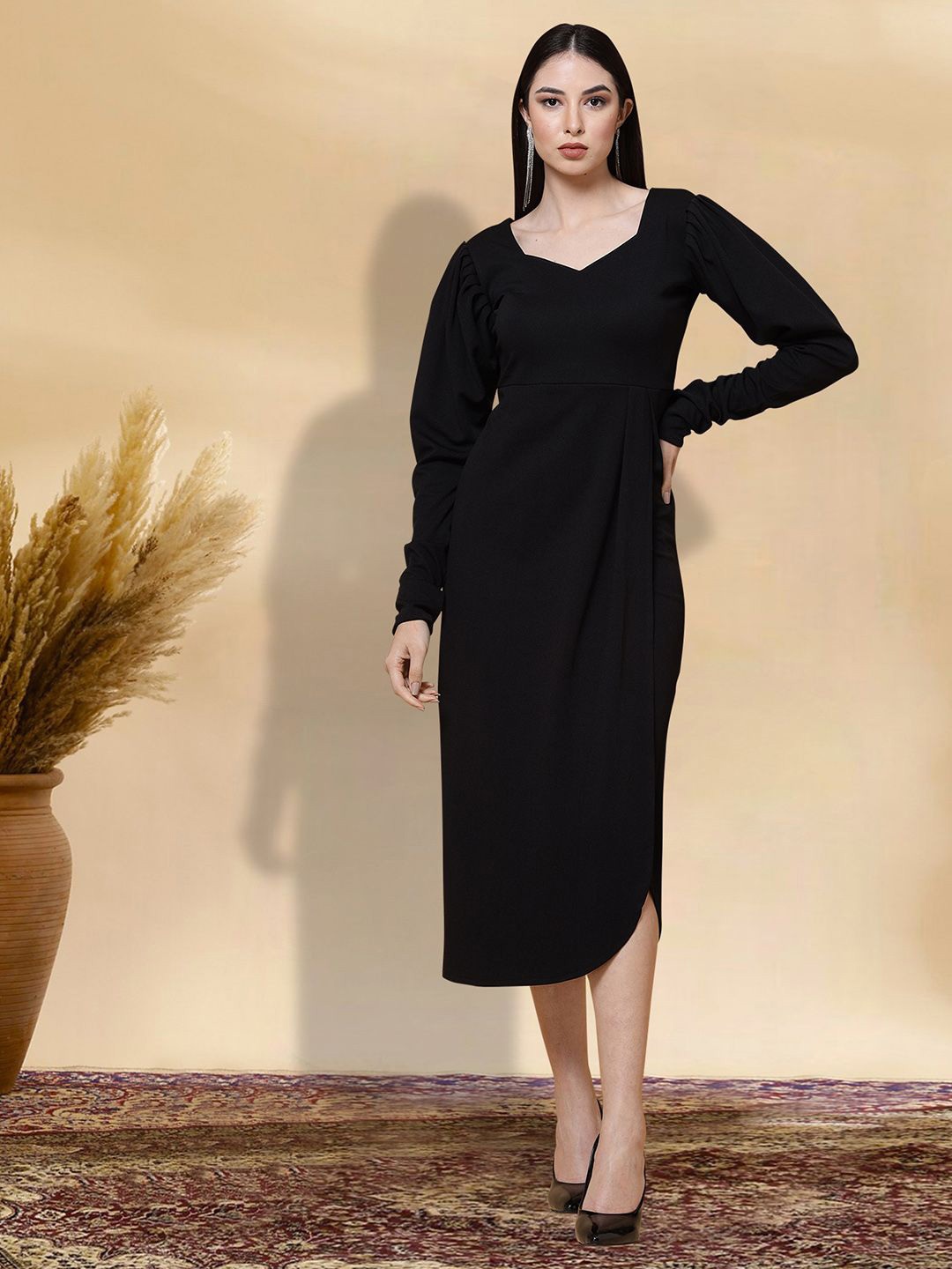 

BAESD Applique Fit & Flare Dress, Black