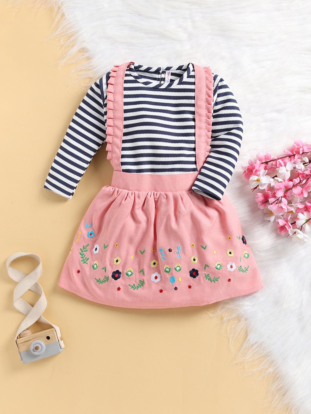 

Toonyport Striped Fit & Flare Dress, Pink