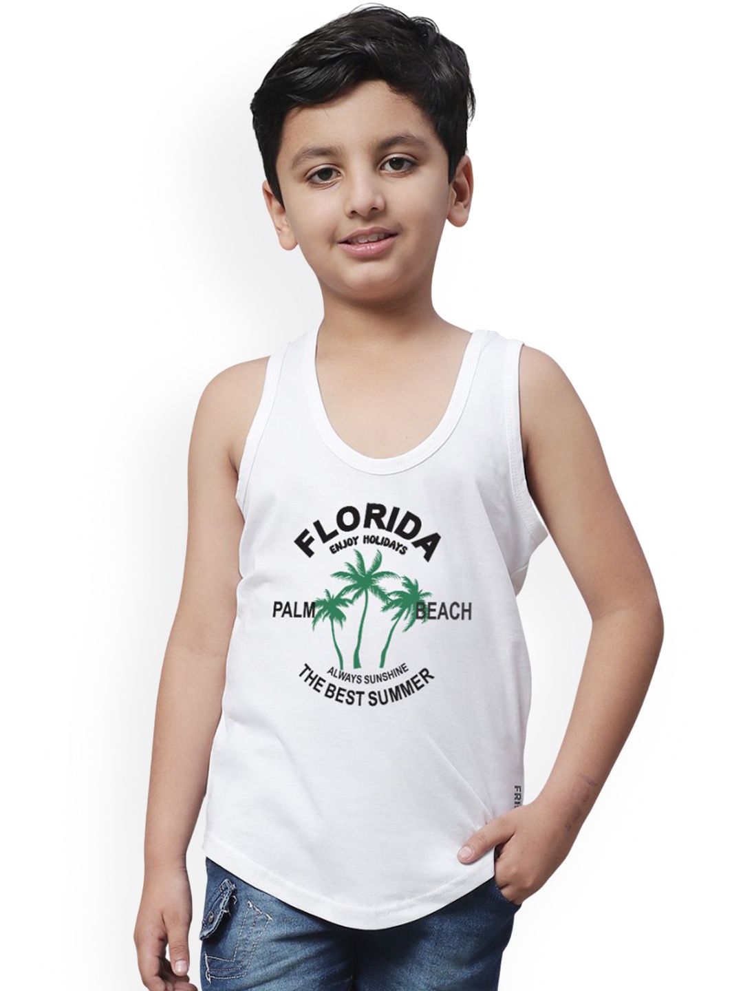 

Friskers Boys Printed Cotton Innerwear Vest - 291124KDC706-02, White