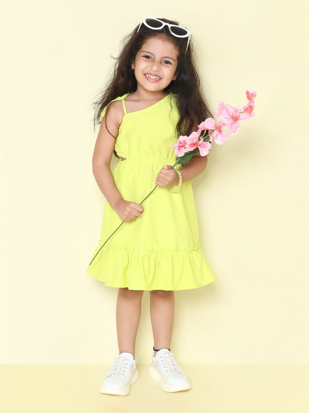 

taffykids One Shoulder A-Line Dress, Yellow