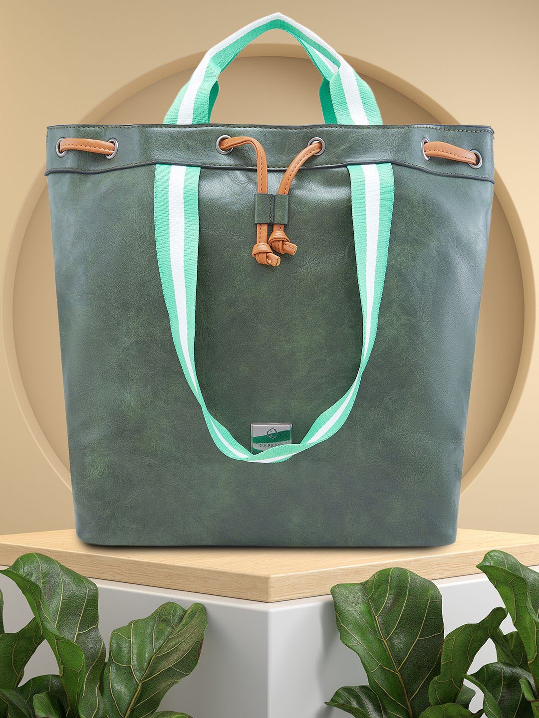

Caprese PU Structured Shoulder Bag with Bow Detail, Green