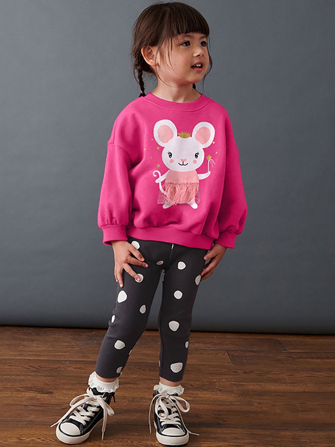 

JC SPARKLE Girls Printed Pure Cotton Sweatshirt with Pyjamas, Pink