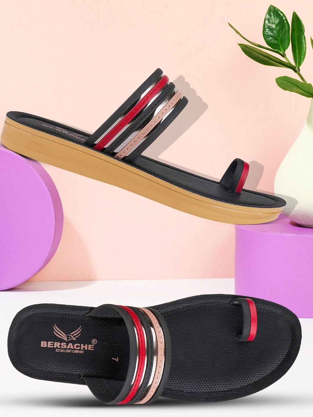 

BERSACHE Women Thong Flip-Flops, Black