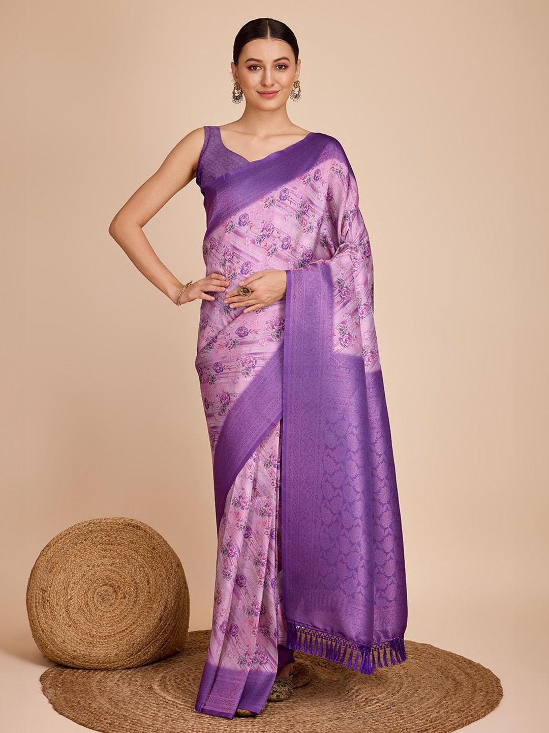 

SHOBHA SAREES Woven Design Zari Pure Silk Saree, Purple