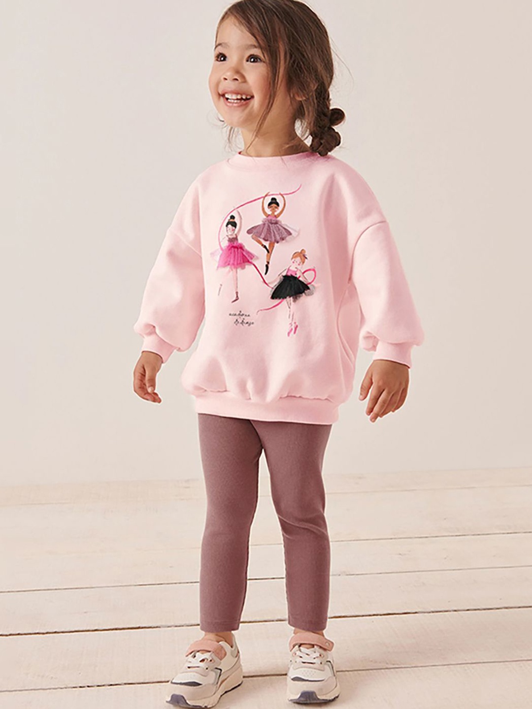 

JC SPARKLE Girls Printed Pure Cotton Sweatshirt with Leggings, Pink