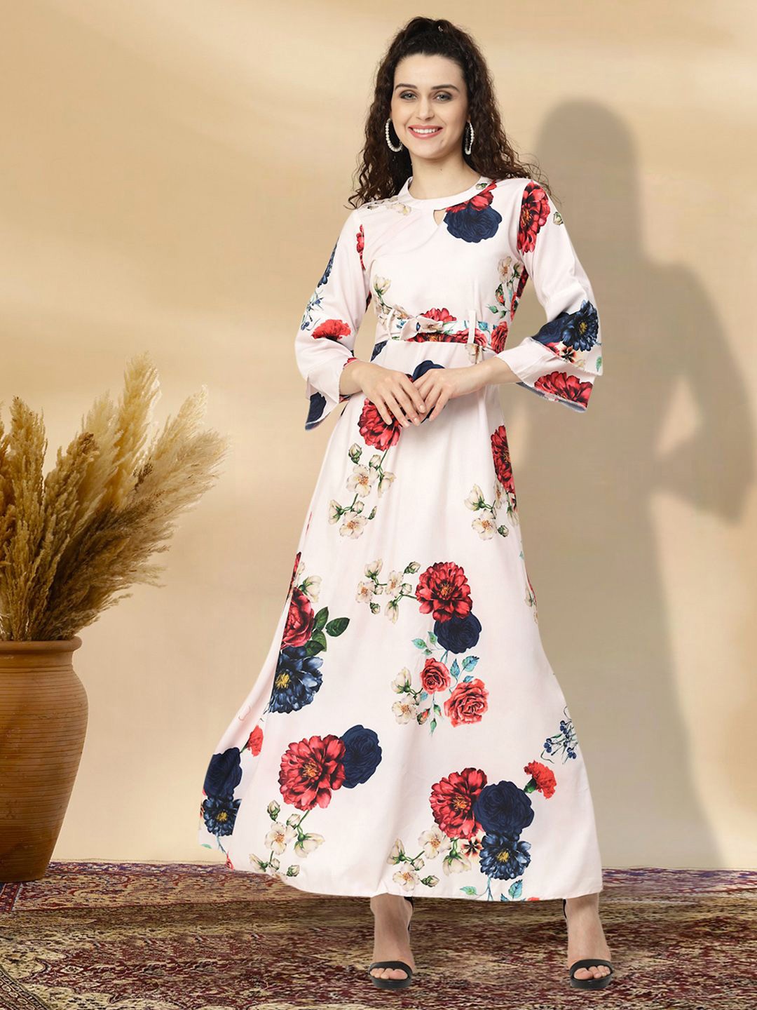 

BAESD Floral Print Applique Fit & Flare Dress, Multi