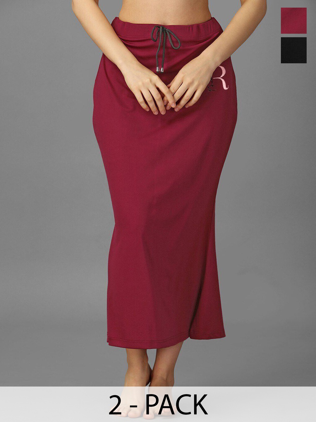 

IndianRang Women Pack Of 2 Mid-Rise Strecheble Saree Shapewear, Maroon