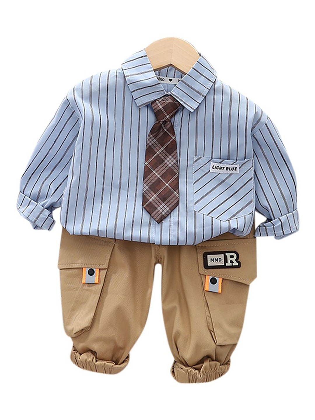 

StyleCast x Revolte Boys Striped Long Sleeves Shirt With Trouser, Blue