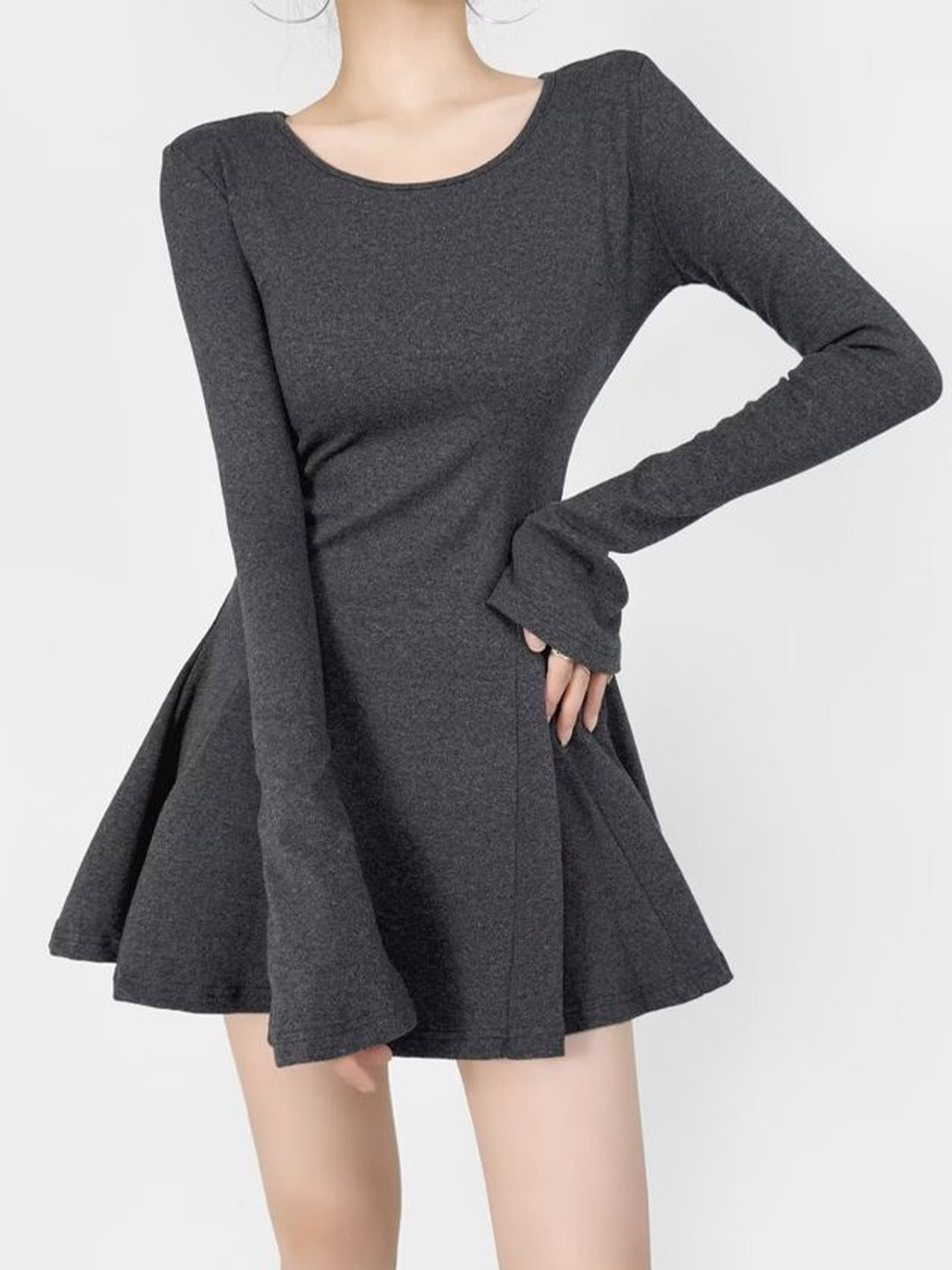 

LULU & SKY Fit & Flare Mini Dress, Grey