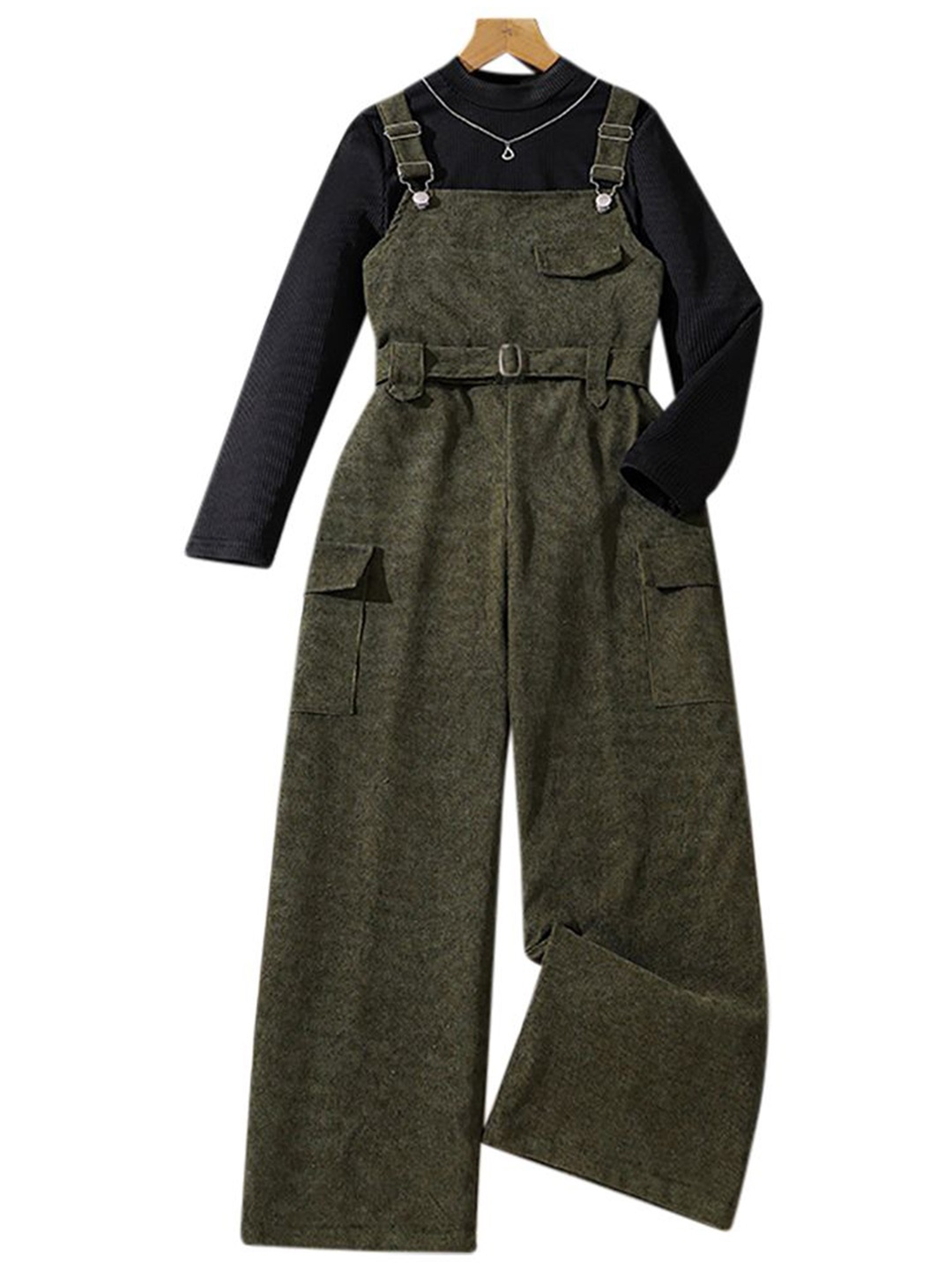 

StyleCast x Revolte Girls Top with Trouser & Suspenders, Grey