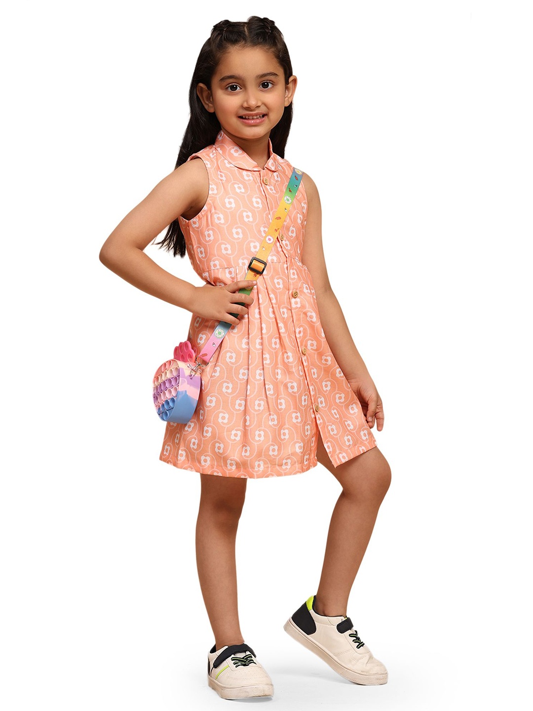 

Funny Bones Clothings Polka Dot Print Peter Pan Collar A-Line Dress, Orange