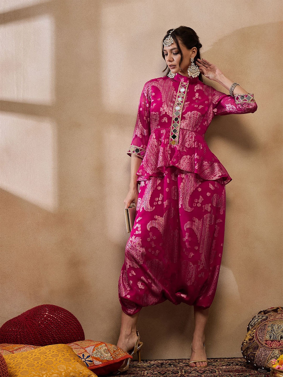 

MABISH by Sonal Jain Printed Basic Jumpsuit, Pink