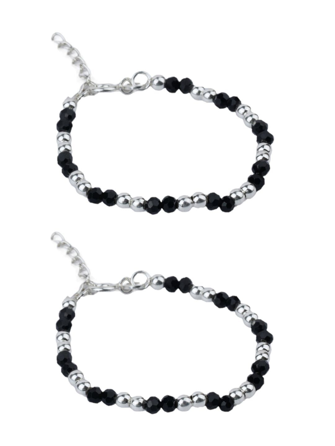 

Paavni Kids Set of 2 Beaded 925 Sterling Silver Beaded Wraparound Nazariya Bracelets