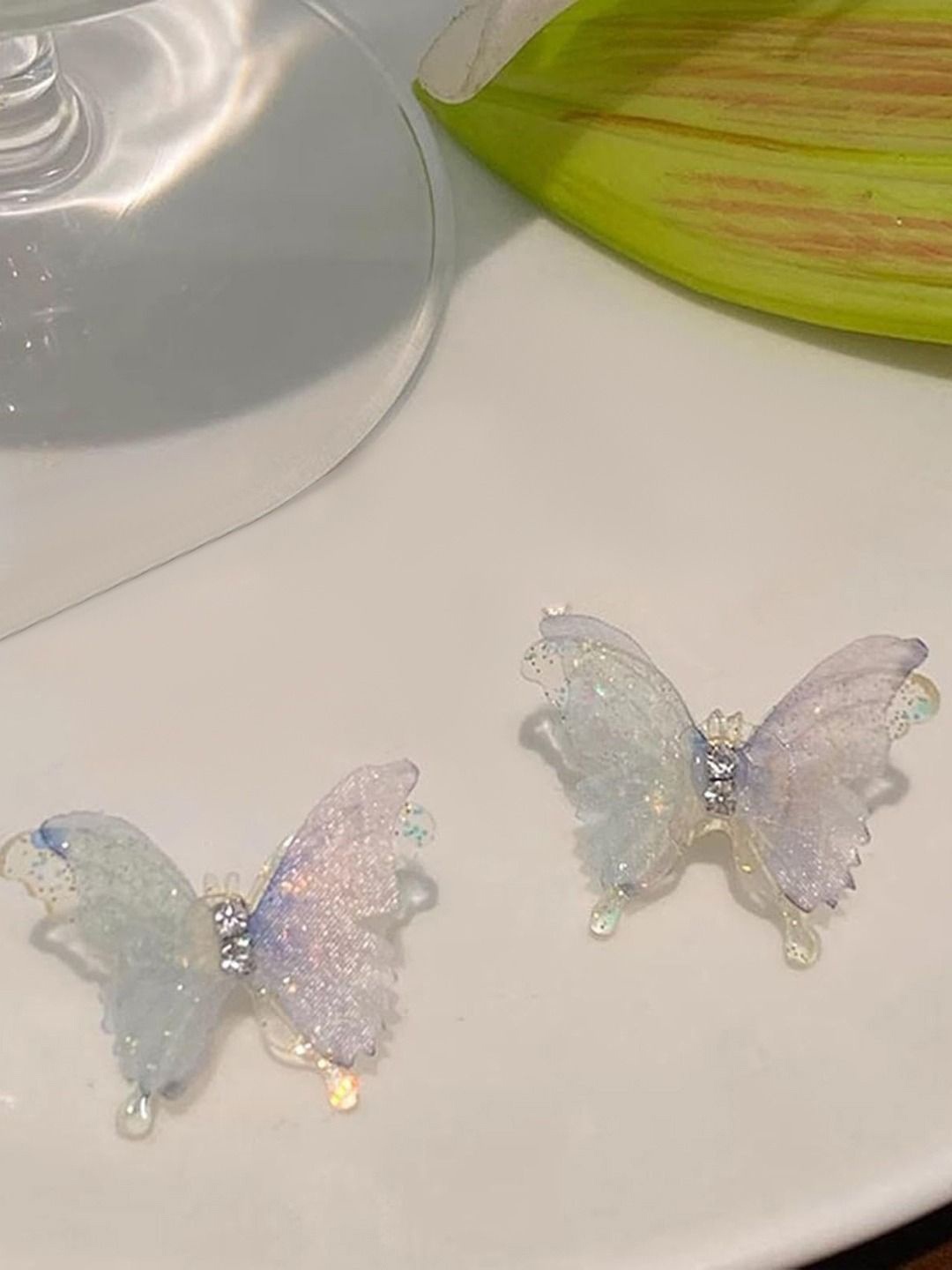 

styledose Rhinestone Studded Butterfly Shaped Studs Earrings, Blue