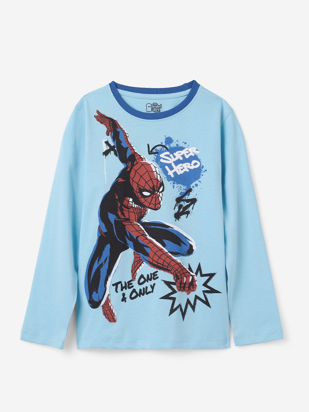 

The Souled Store Boys Spider-Man Graphic Printed Round Neck Cotton T-shirt, Blue
