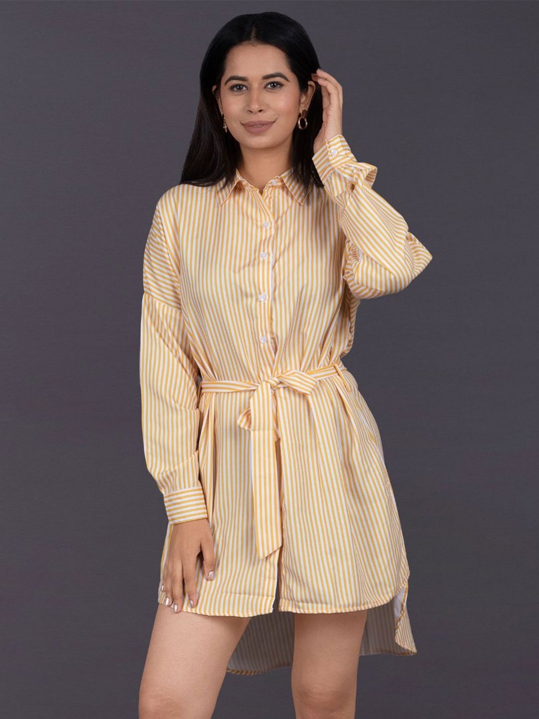 

La Aimee Striped Shirt Dress, Yellow