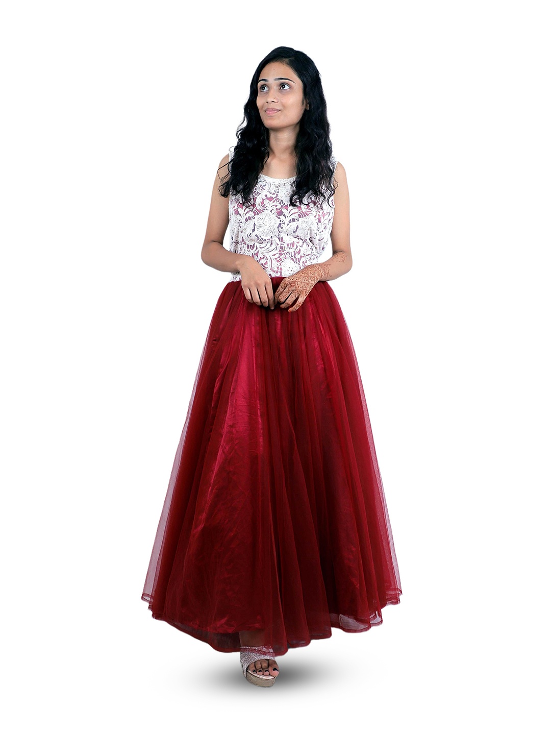 

TILISM Net Maxi Dress, Maroon
