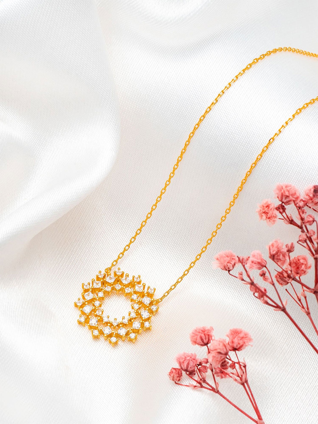 

SILBERRY Sterling Silver 18k Gold-Plated Cubic Zirconia Necklace