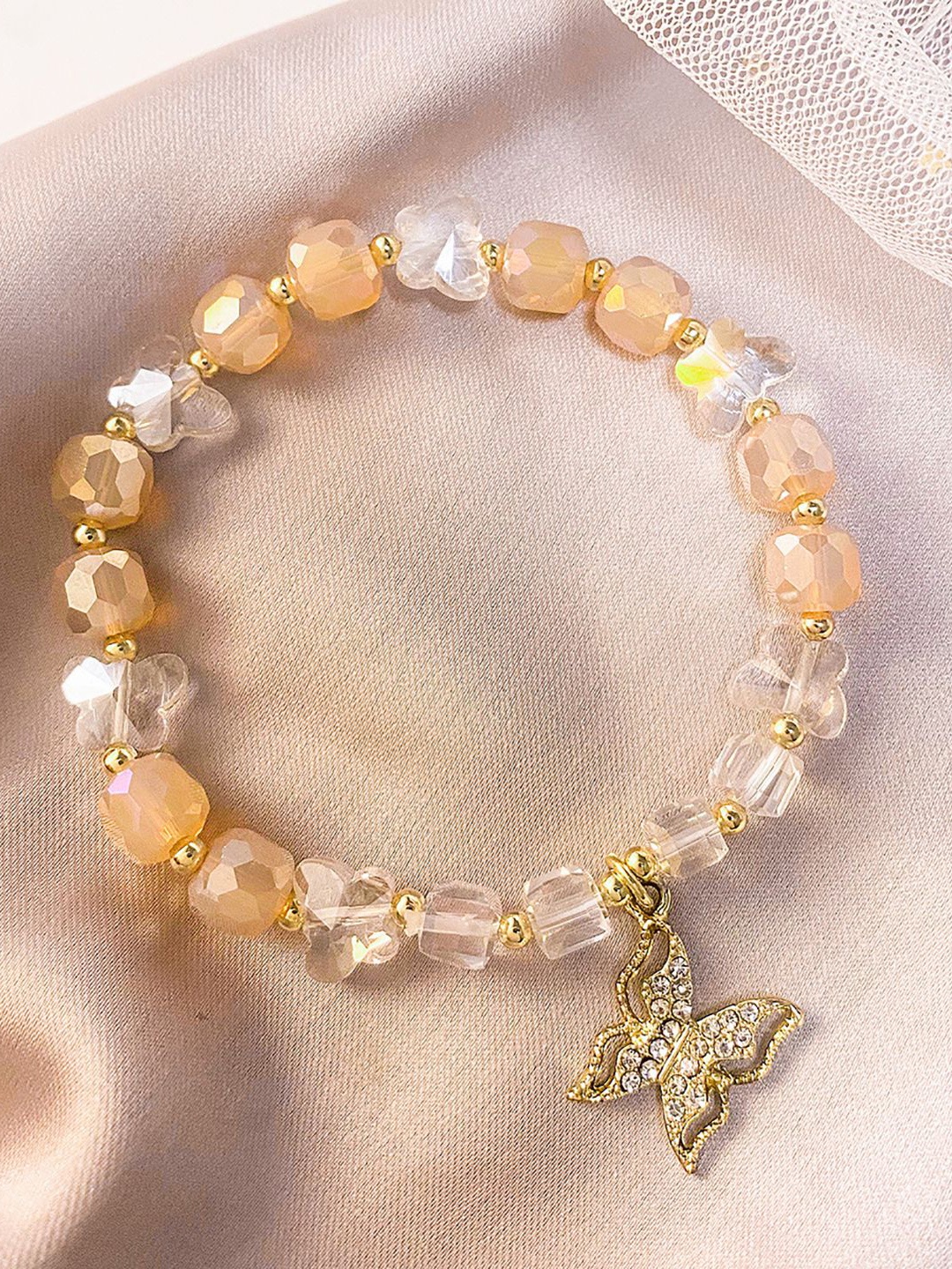 

StyleCast x Revolte Women Enamelled Gold-Plated Charm Bracelet, Orange