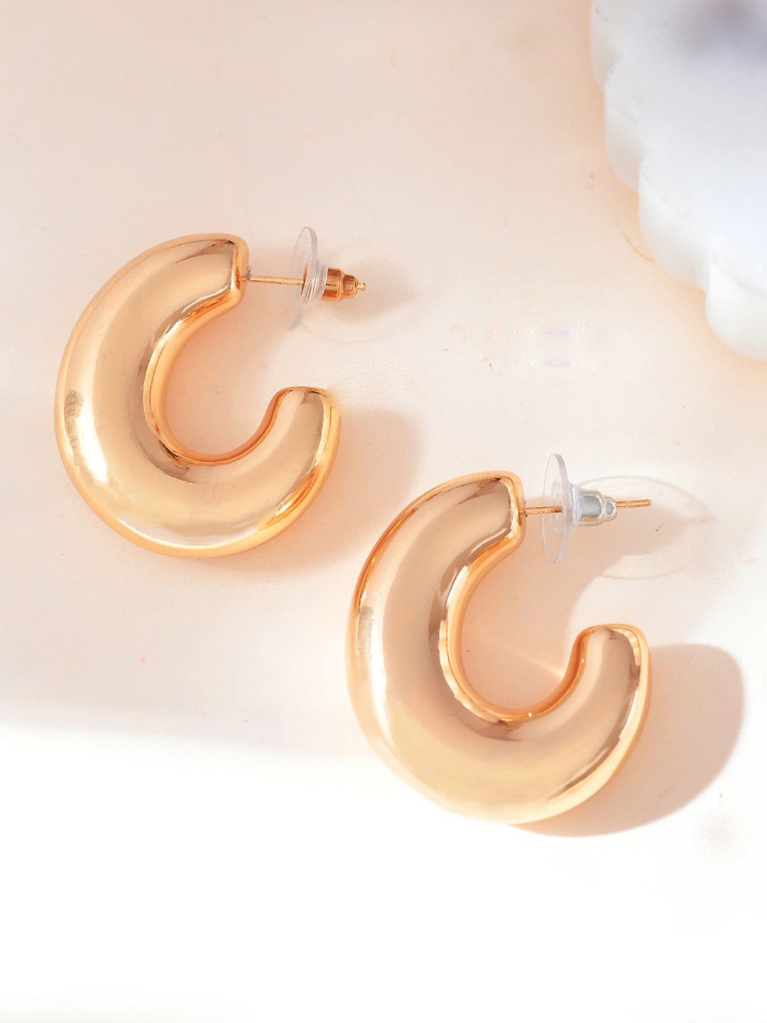 

Voylla Gold-Plated Circular Half Hoop Earrings