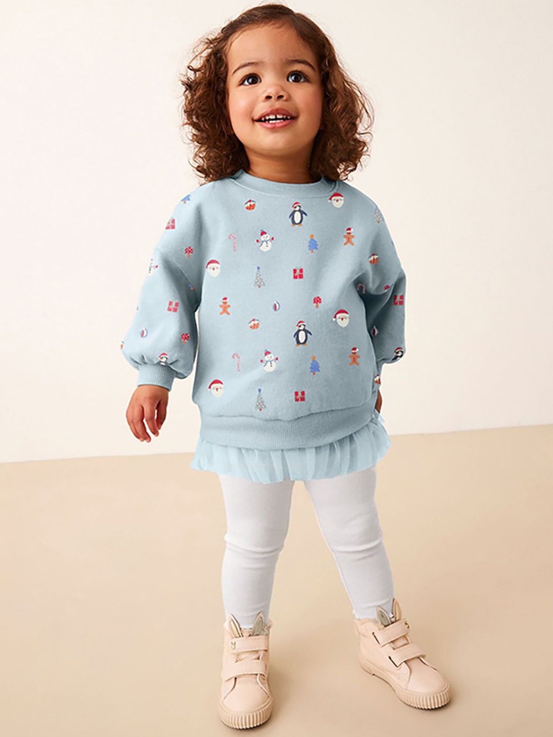 

JC SPARKLE Girls Printed Pure Cotton Sweatshirt with Leggings, Blue