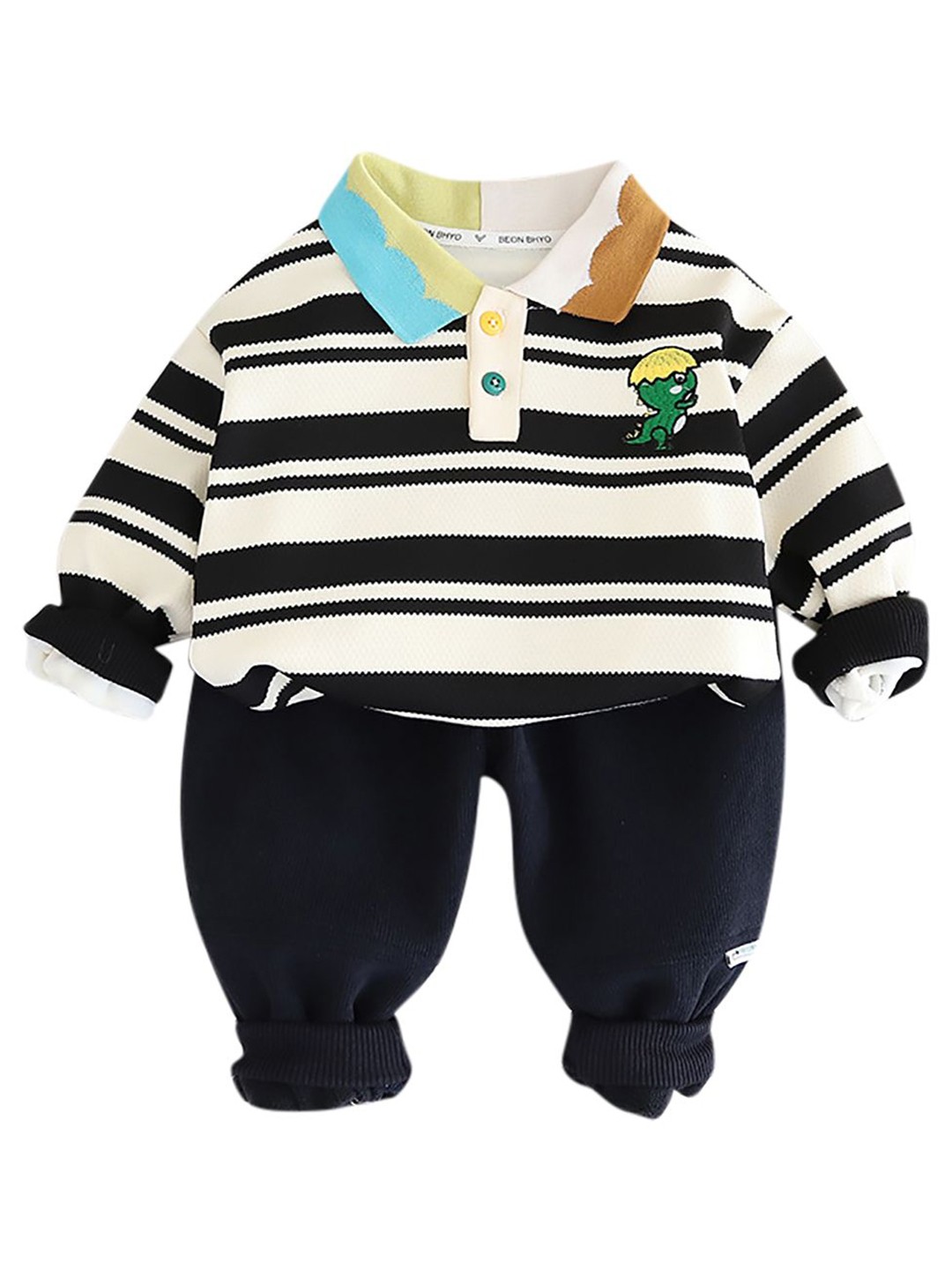 

StyleCast x Revolte Boys Striped Polo Collar Long Sleeves Sweatshirt With Jogger, Black