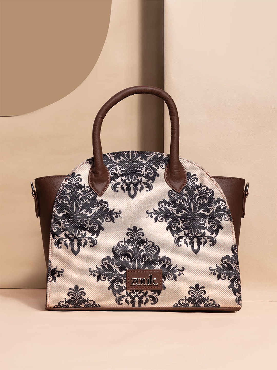 

ZOUK Women Floral Printed Swagger Handheld Bag, Cream