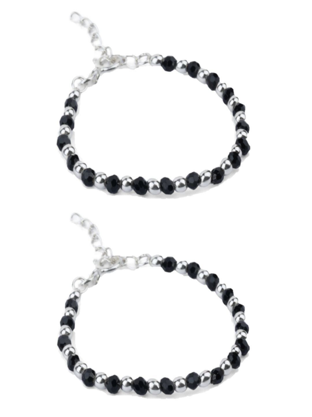 

Paavni Kids Set of 2 Beaded 925 Sterling Silver Beaded Wraparound Nazariya Bracelets