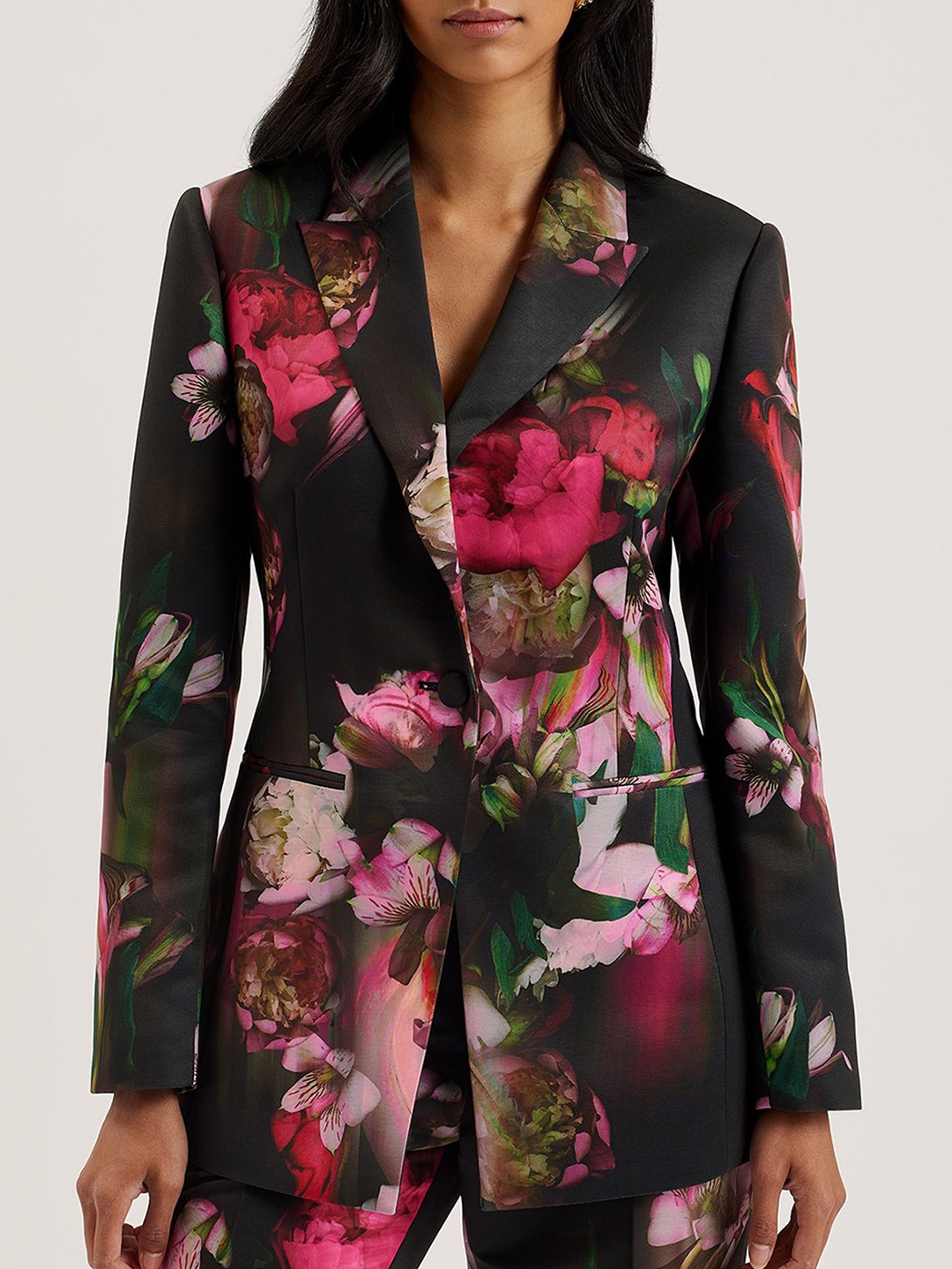 

Ted Baker Women Floral Printed Longline Tailored Jacket, Black