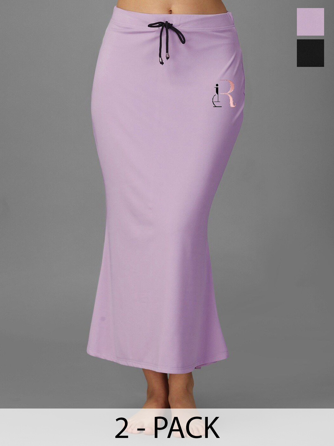 

IndianRang Women Pack Of 2 Stretchable Saree Shapewear, Black