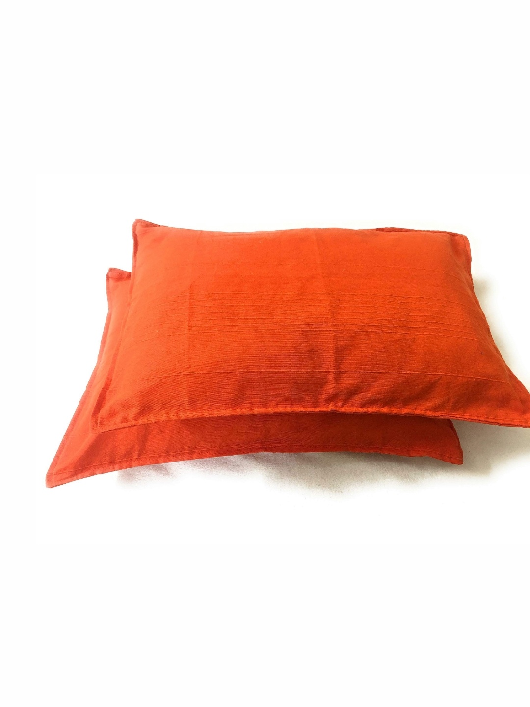 

RANGBHAR Orange 2 Pieces Solid Pure Cotton Rectangle Pillow Covers