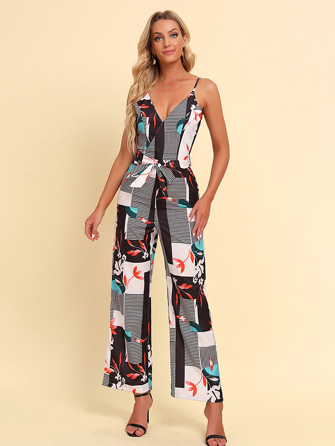 

JC Mode Printed Basic Jumpsuit, White