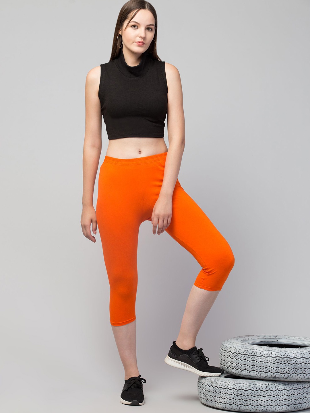 

DRAXSTAR Women Skinny Fit Capris, Orange