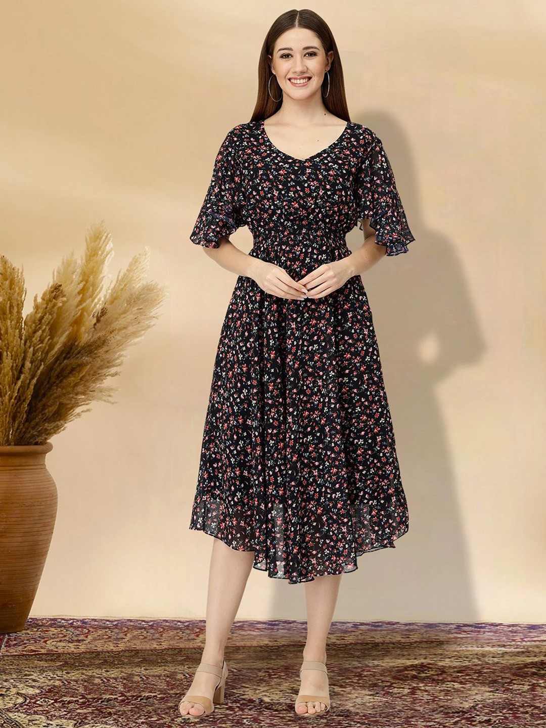

BAESD Floral Print Applique Fit & Flare Dress, Multi