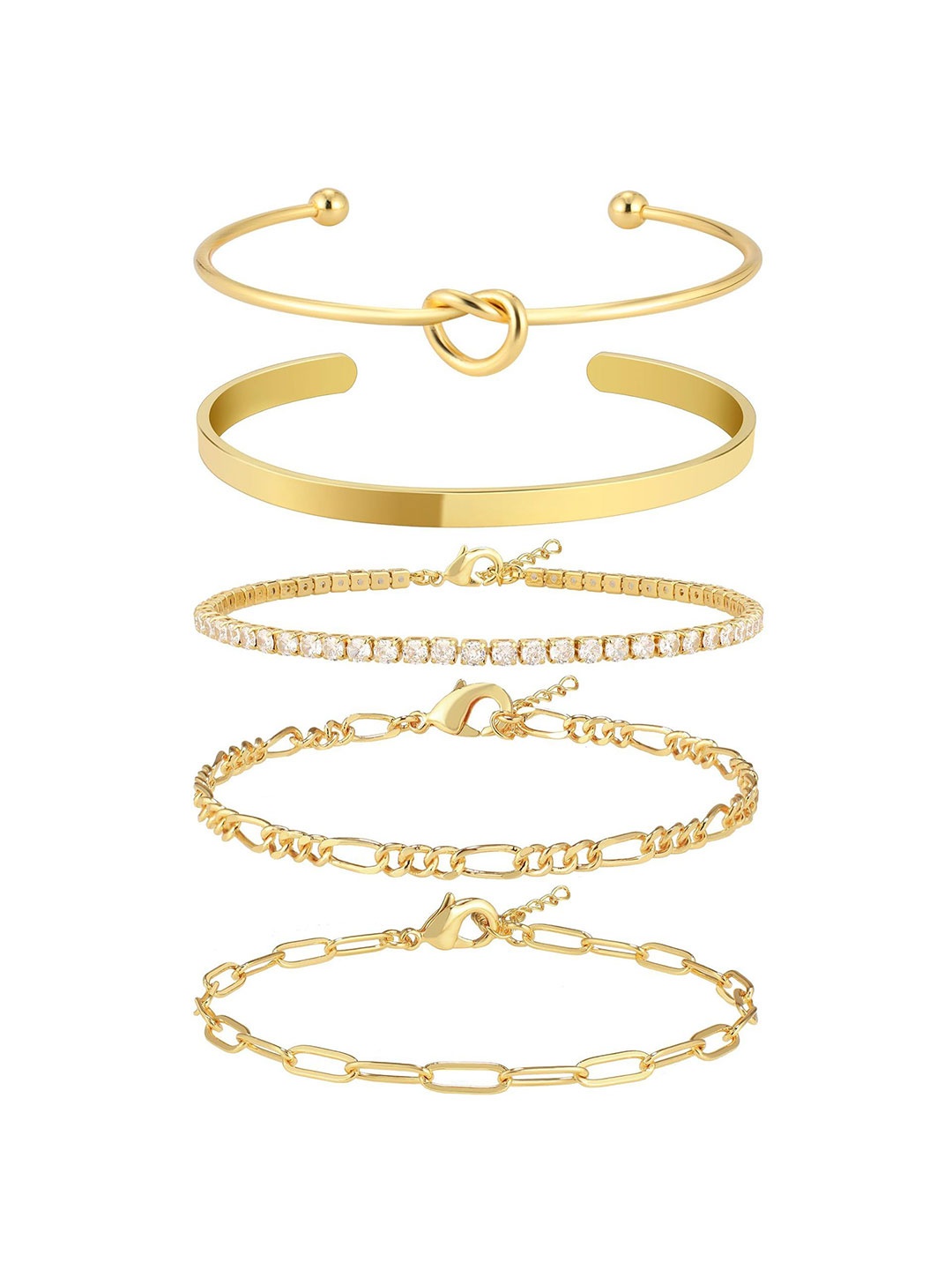 

StyleCast x Revolte Women 6 Cubic Zirconia Handcrafted Gold-Plated Link Bracelet