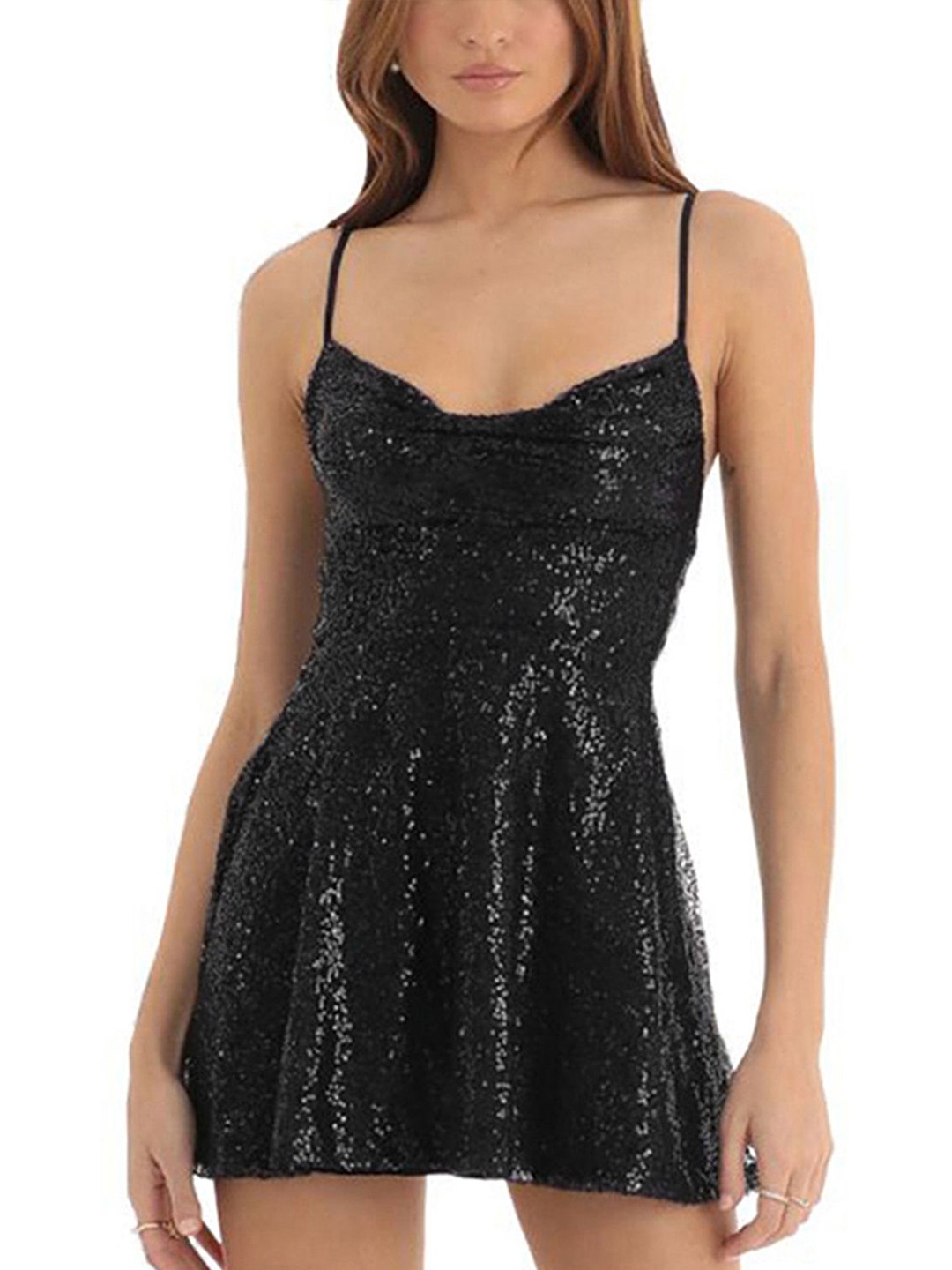 

LULU & SKY Embellished Fit & Flare Mini Dress, Black