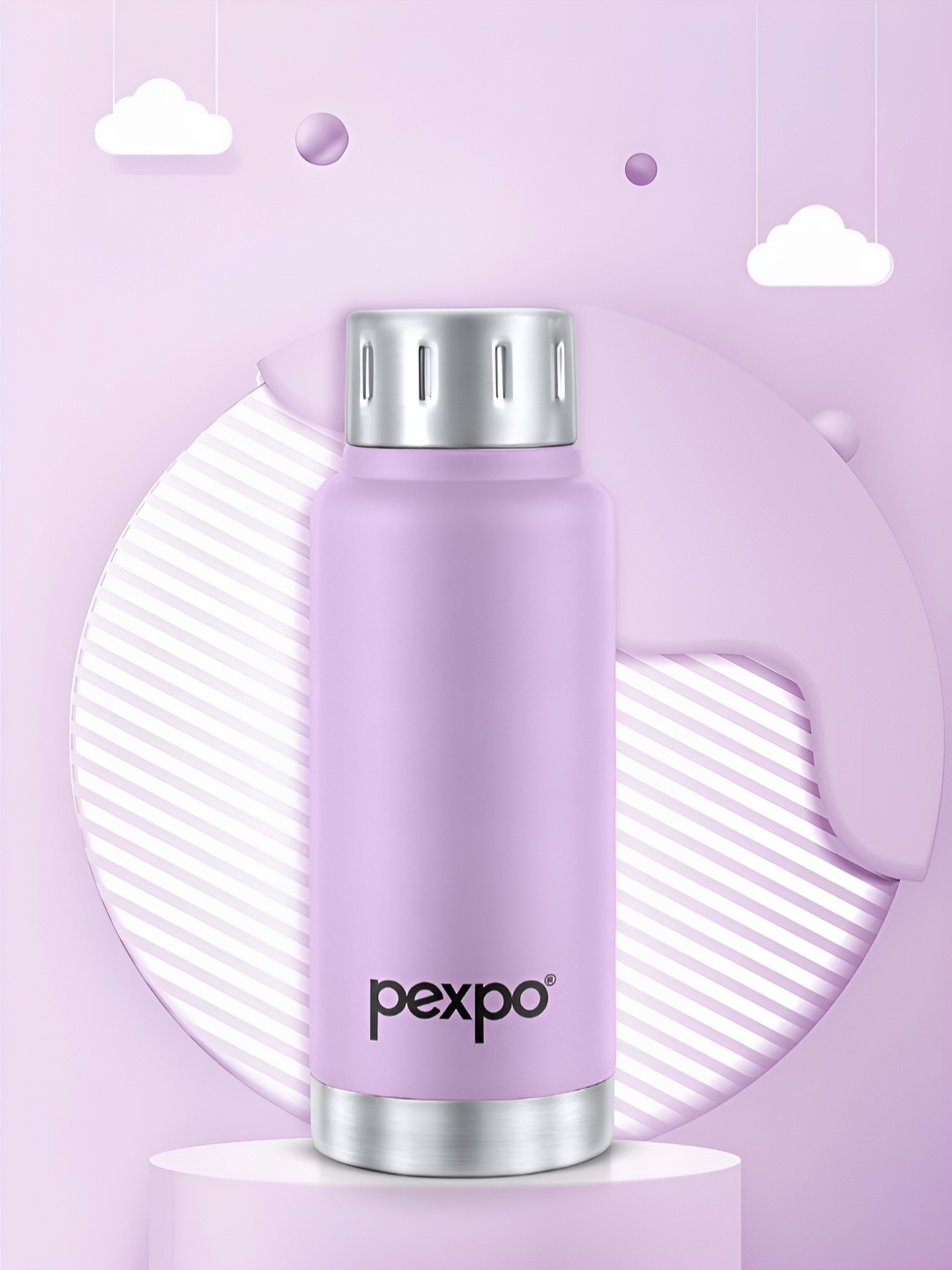 

Pexpo Thermosteel Hot and Cold Upto 6-8 Hrs CAMEO Insulated Bottle 300ml, Purple