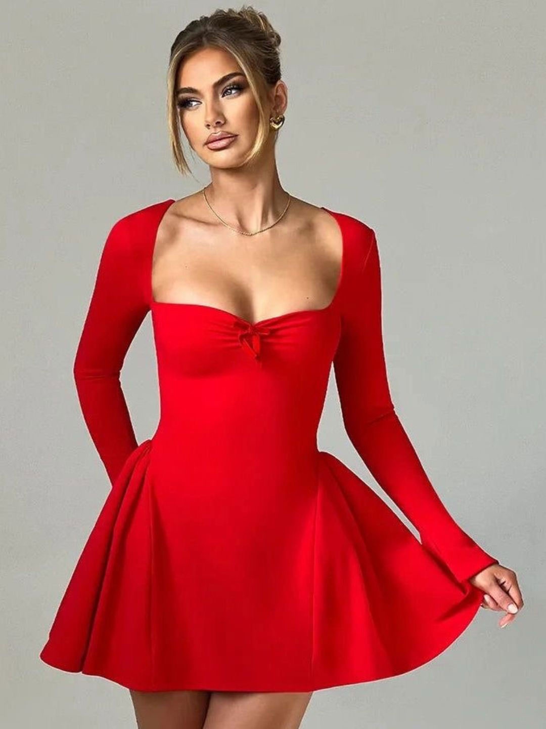 

CHARAAVI Fit & Flare Mini Dress, Red