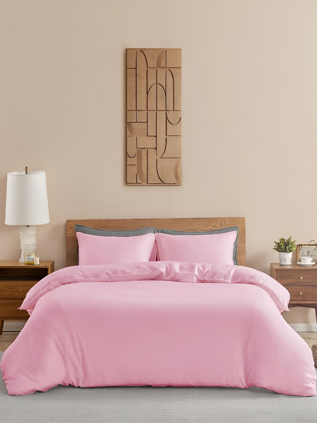 

HOMEMONDE Pink 210 TC Pure Cotton Queen Duvet Cover