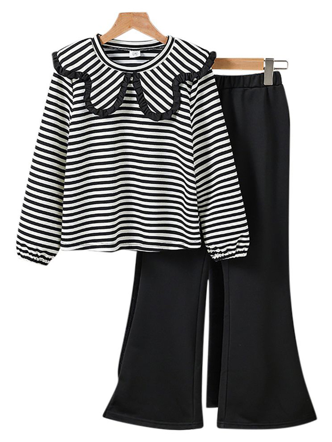 

StyleCast x Revolte Girls Striped Long Sleeves Top With Palazzos, Black