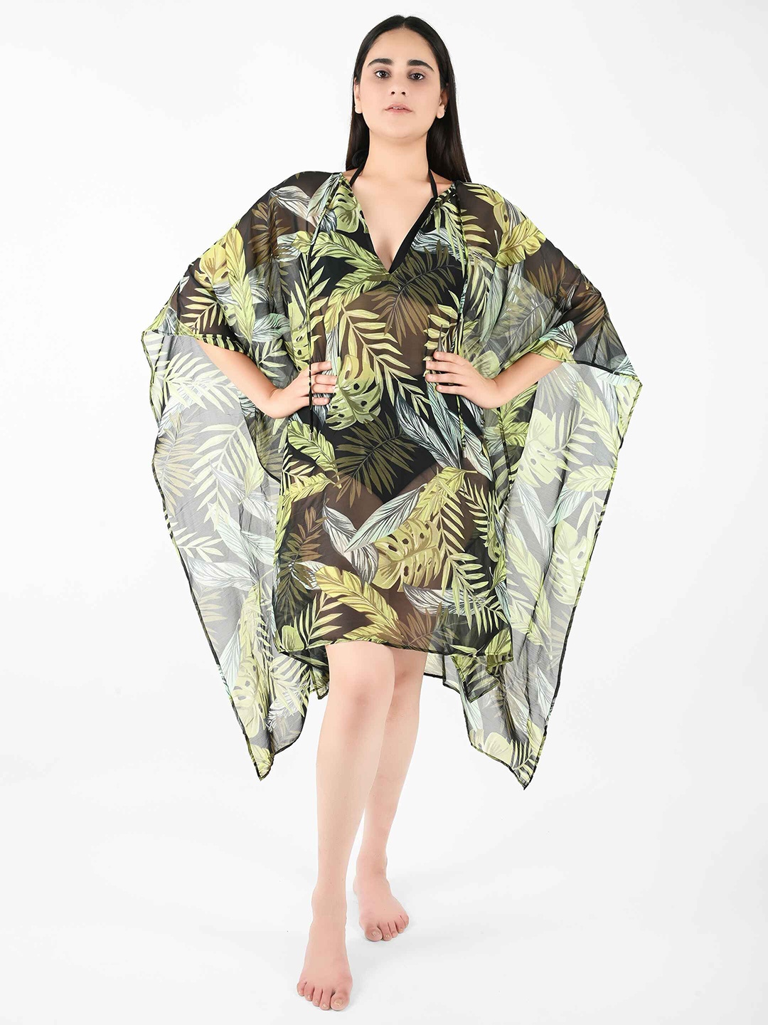 

Blissence Printed Cover Up Top, Black