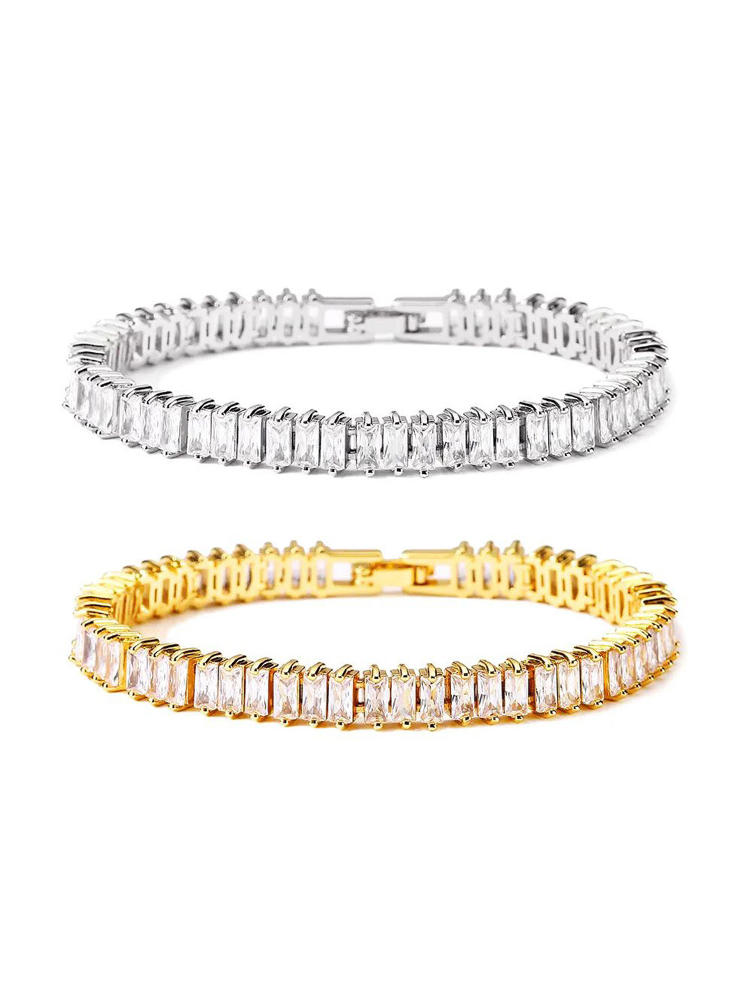 

MEENAZ Set Of 2 Gold-Plated AD Studded Stainless Steel Anti Tarnish Kada Bracelet