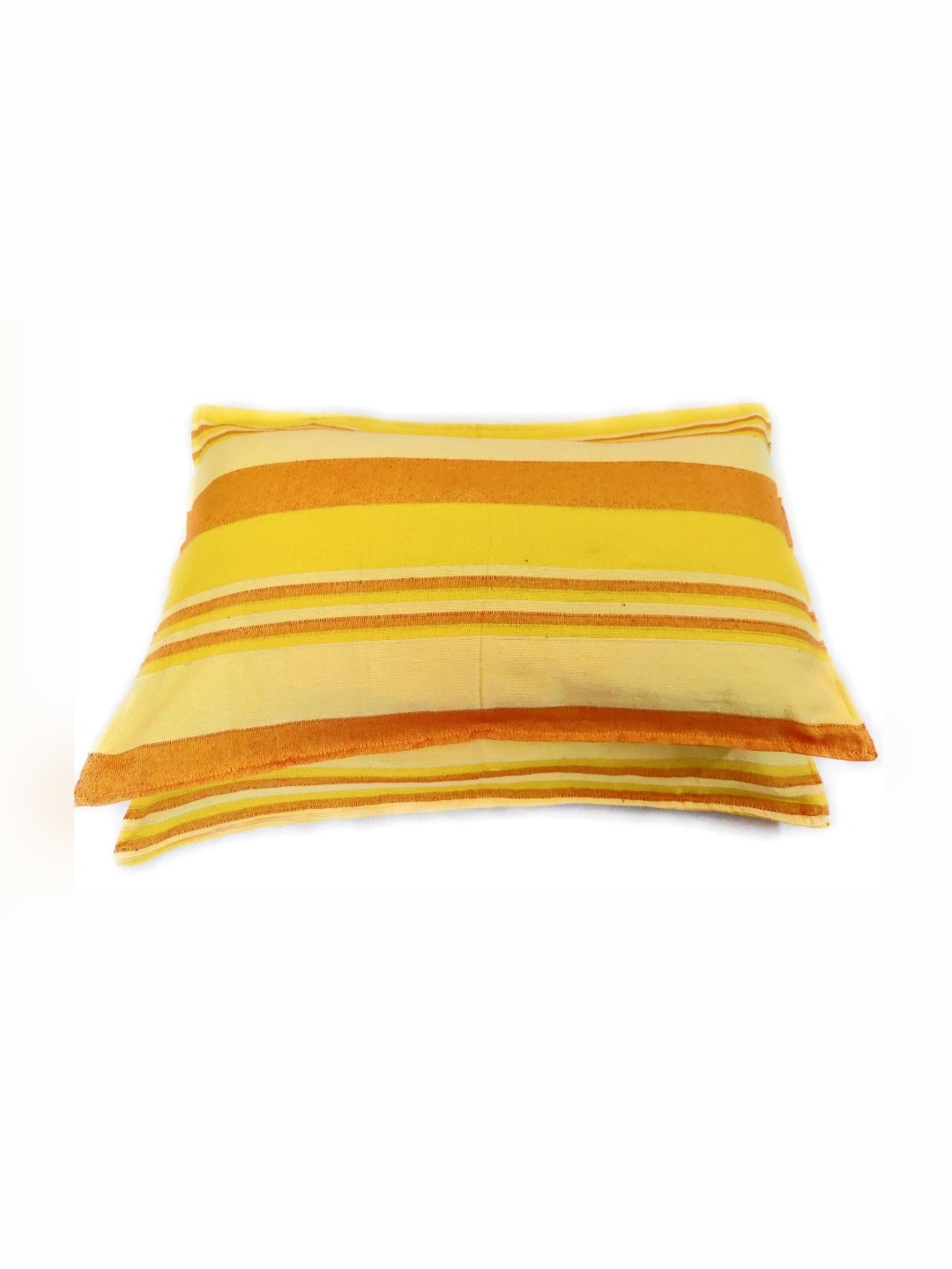 

RANGBHAR Yellow & Orange 2 Pieces Striped Pure Cotton Rectangle Pillow Covers