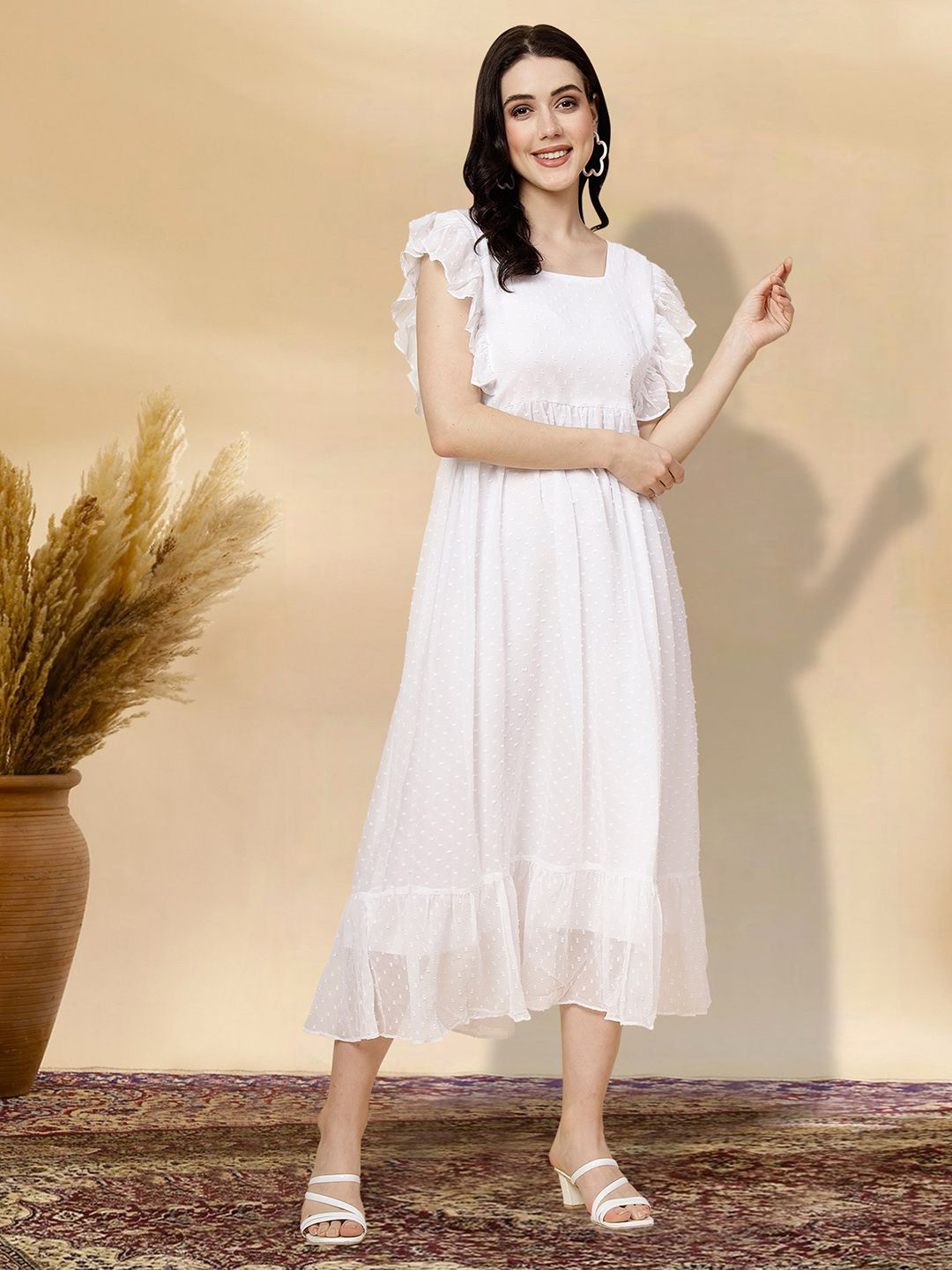

BAESD Applique Fit & Flare Dress, White