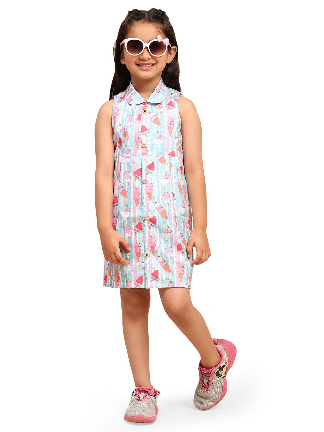 

Funny Bones Clothings Print Peter Pan Collar A-Line Dress, Multi