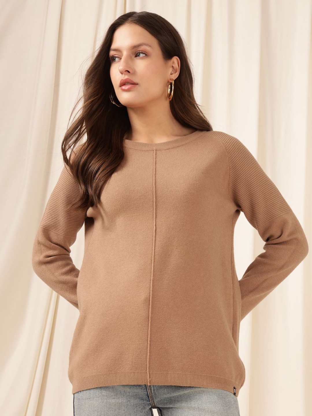 

Xpose Women Ribbed Pullover, Coffee brown