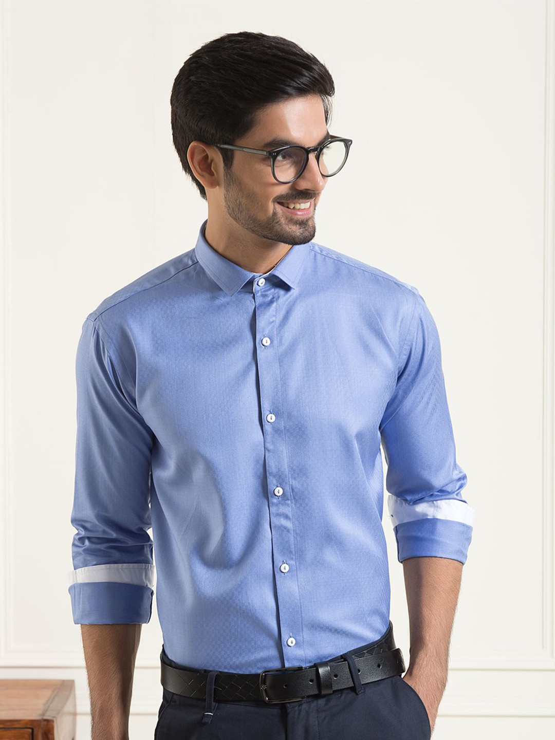 

Mculine Men Standard Opaque Solid Cotton Casual Shirt, Blue
